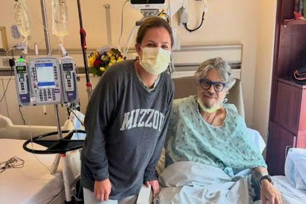 Hope and Bernie in hospital after transplant